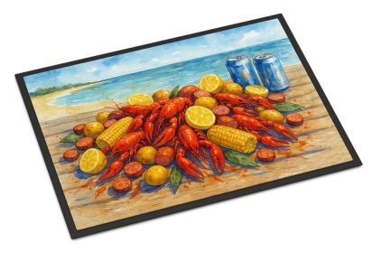 Crawfish on the Beach Doormat Front Door Mat Indoor Outdoor Rugs for Entryway, Non Slip Washable Low Pile, 24H X 36W