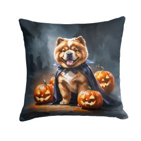Chow Chow Puppy Halloween Throw Pillow Machine Washable, Indoor Outdoor Decorative Pillow for Couch, Bed or Patio, 14Hx14W