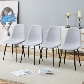 Comfortable Linen-Cotton Dining Chair Set - Four Pieces In Light Gray.Integrated Seat And Backrest,Linen-Cotton Material,Modern Home Matching. (Option: Light Gray)