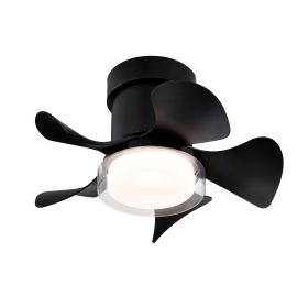 21'' Low Noise Matte Black Abs Blade Remote Ceiling Fan With Led Light For Kitchen Bedroom Dining Room Toilet Patio Matt Black (Color: Black)