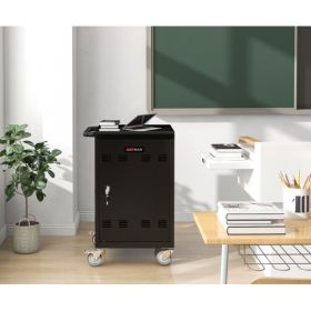 30Bay Mobile School Charging Cart Station For Chromebook, Tablet And Laptop Computer With Power Strip Included, Assembly Required-BLACK (Option: Matt Black)