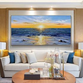 Oil Painting Hand Painted Horizontal Panoramic Abstract Modern Rolled Canvas Home hallway living room bedroom wall art (size: 60X120cm)