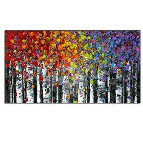 100% Hand Painted  Abstract Oil Painting Wall Art Modern Minimalist Colorful Tree Landscape Picture Canvas Home Decor For Living Room Bedroom No (size: 100x150cm)